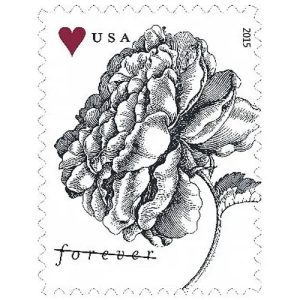2015 Engraved Vintage Rose Forever First Class Postage Stamps